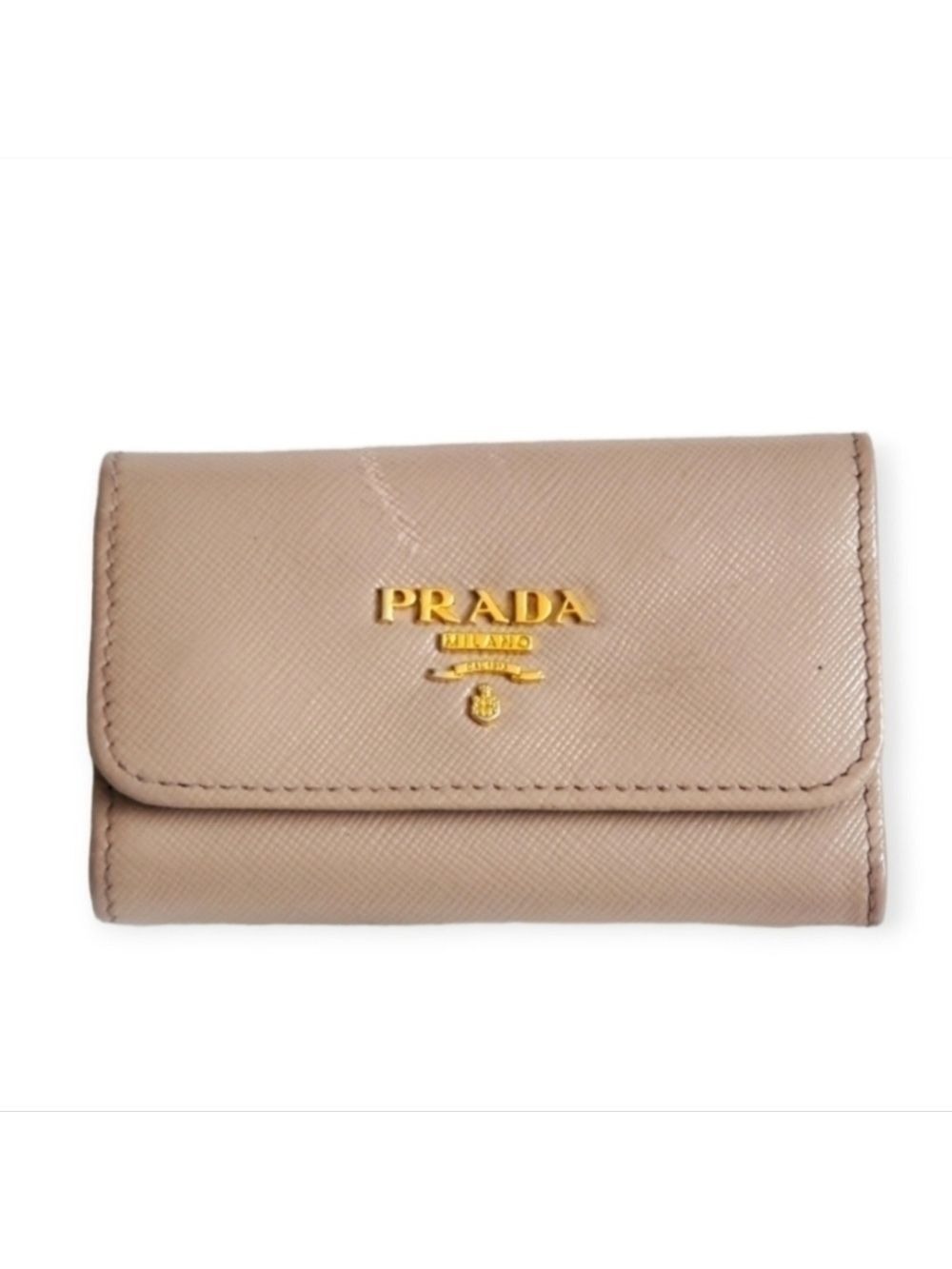 Prada Saffiano Leather Beige 6 Key Holder Wallet